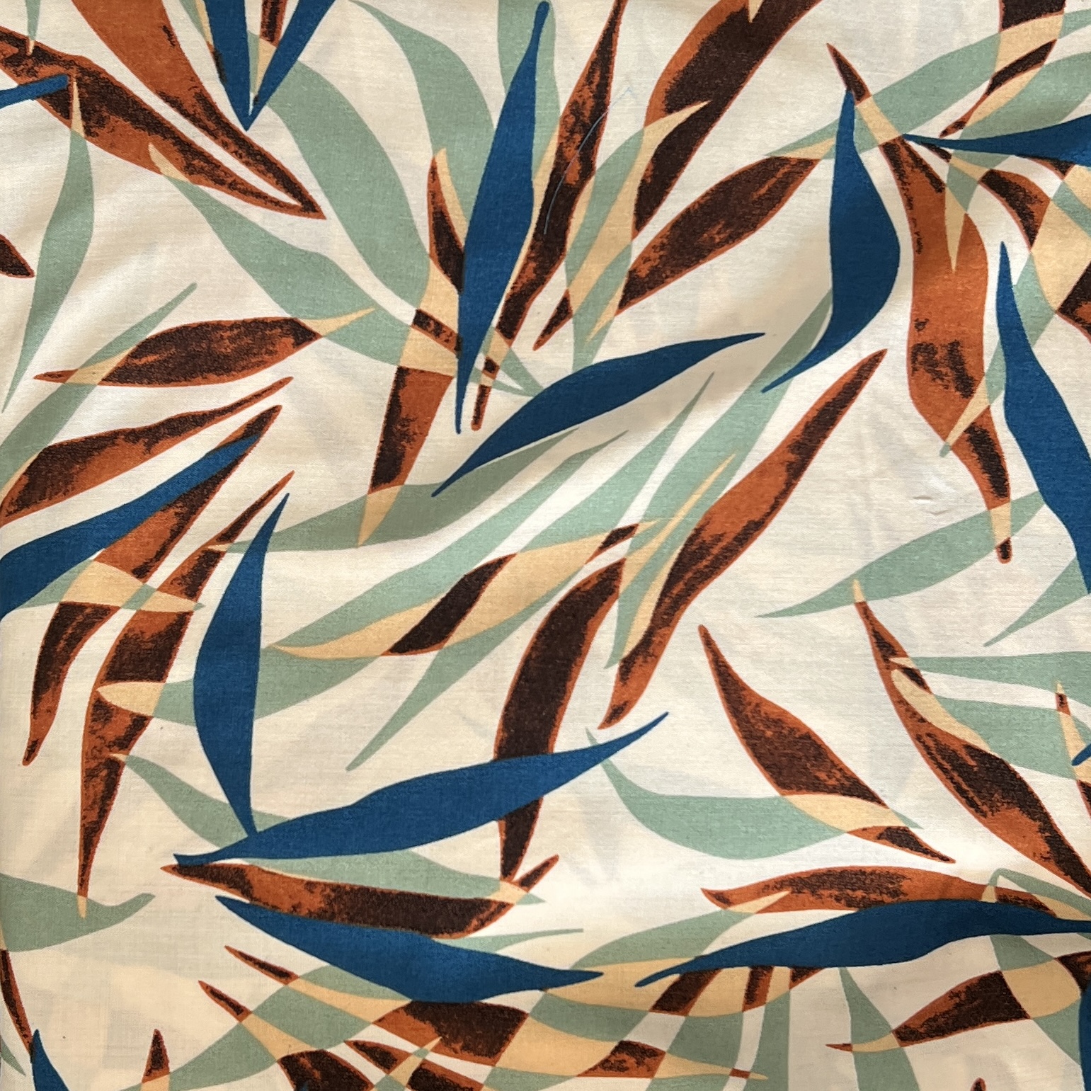 Color: Off White/Blue-Green-Brown Thin Leaves