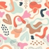 Color: Cream/Pink-Mint-Orange Abstract Design C