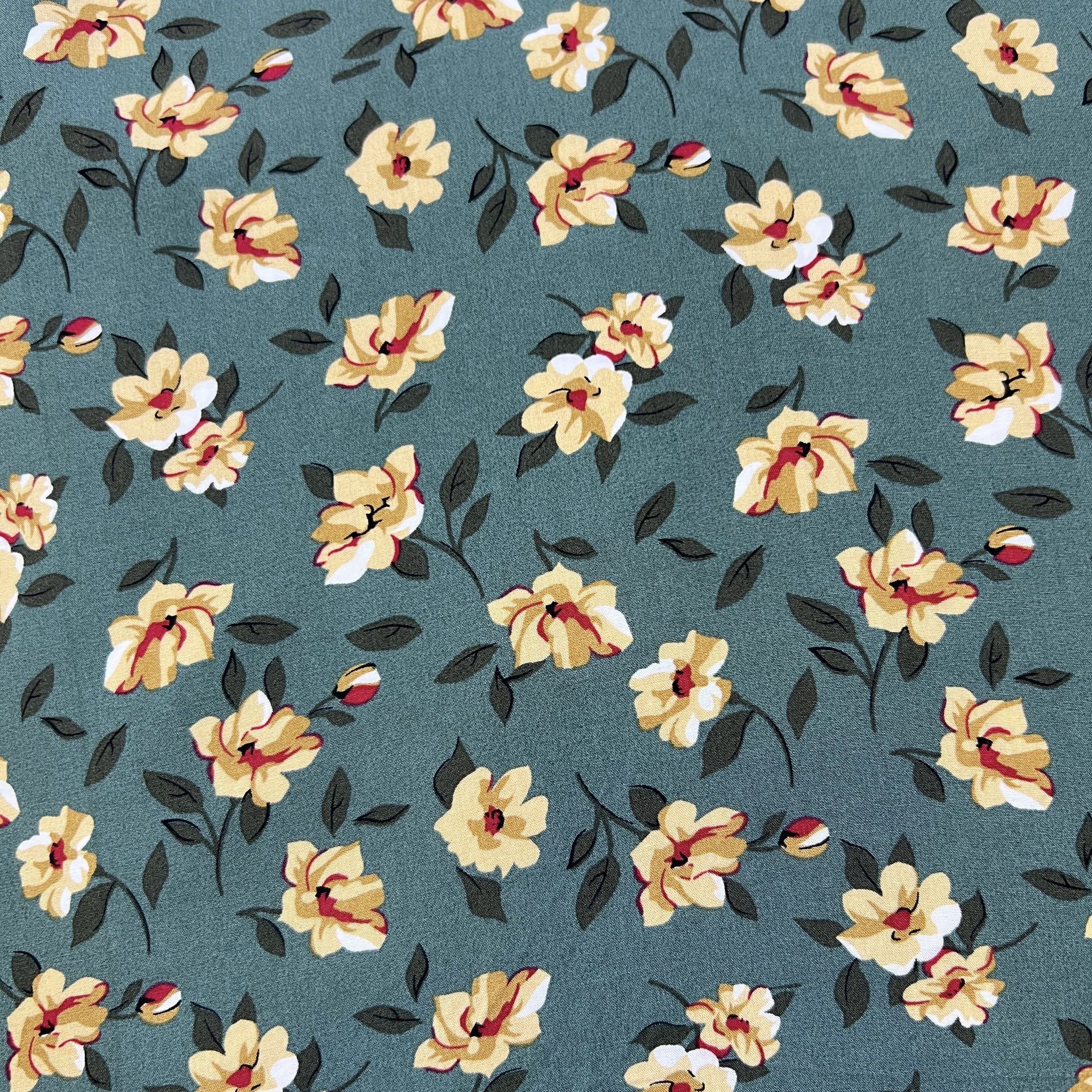 Color: Dark Green/Beige Flowers