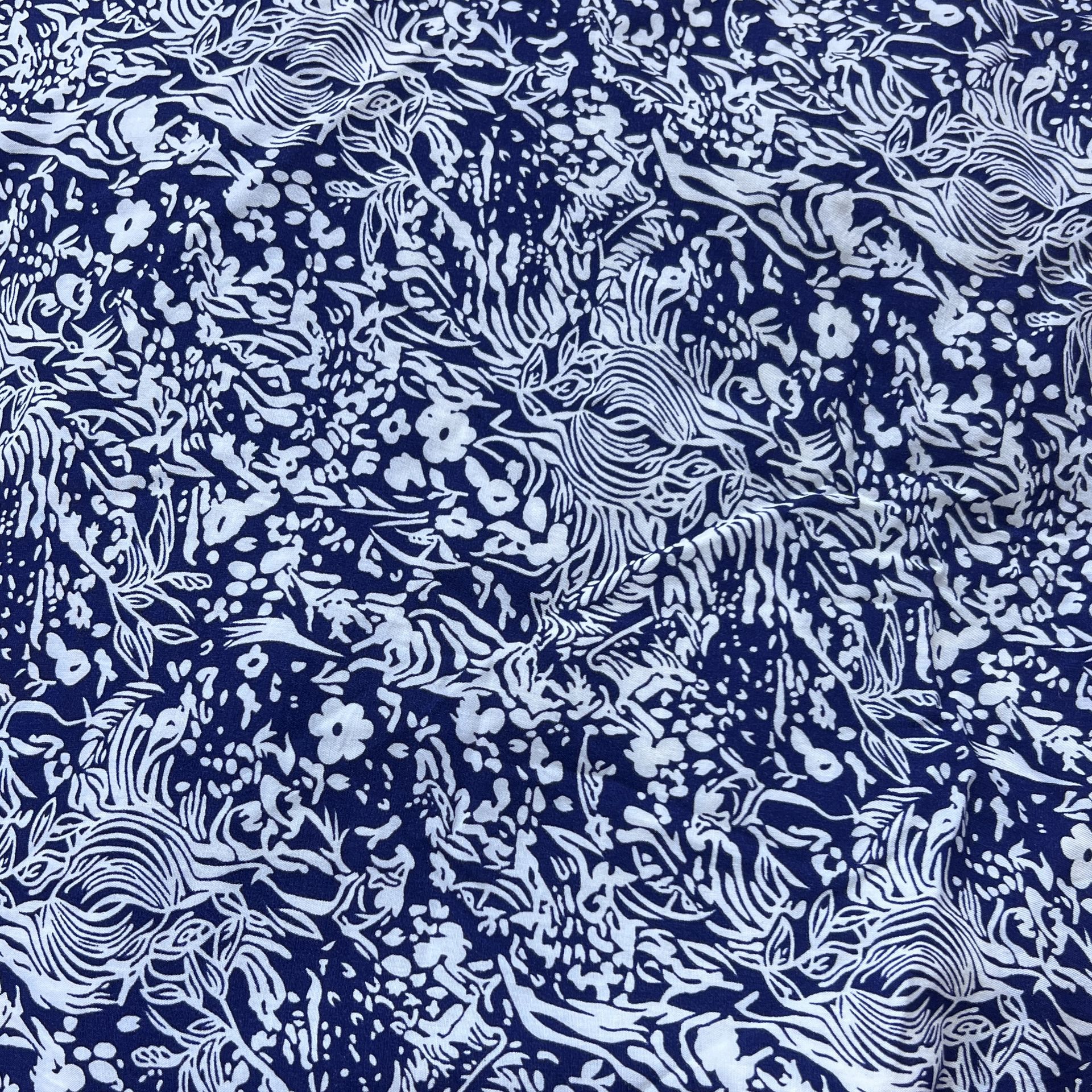 Color: Navy Blue/White Small Flowers and Leaves