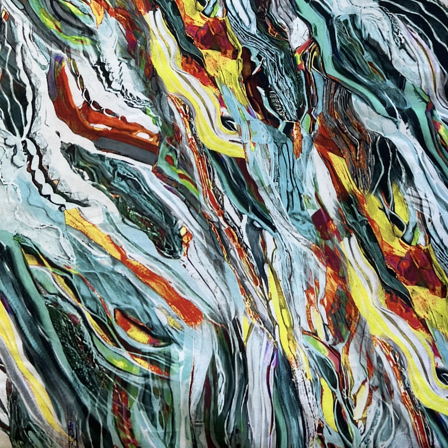 Color: Red/Mint/Yellow Lines Design