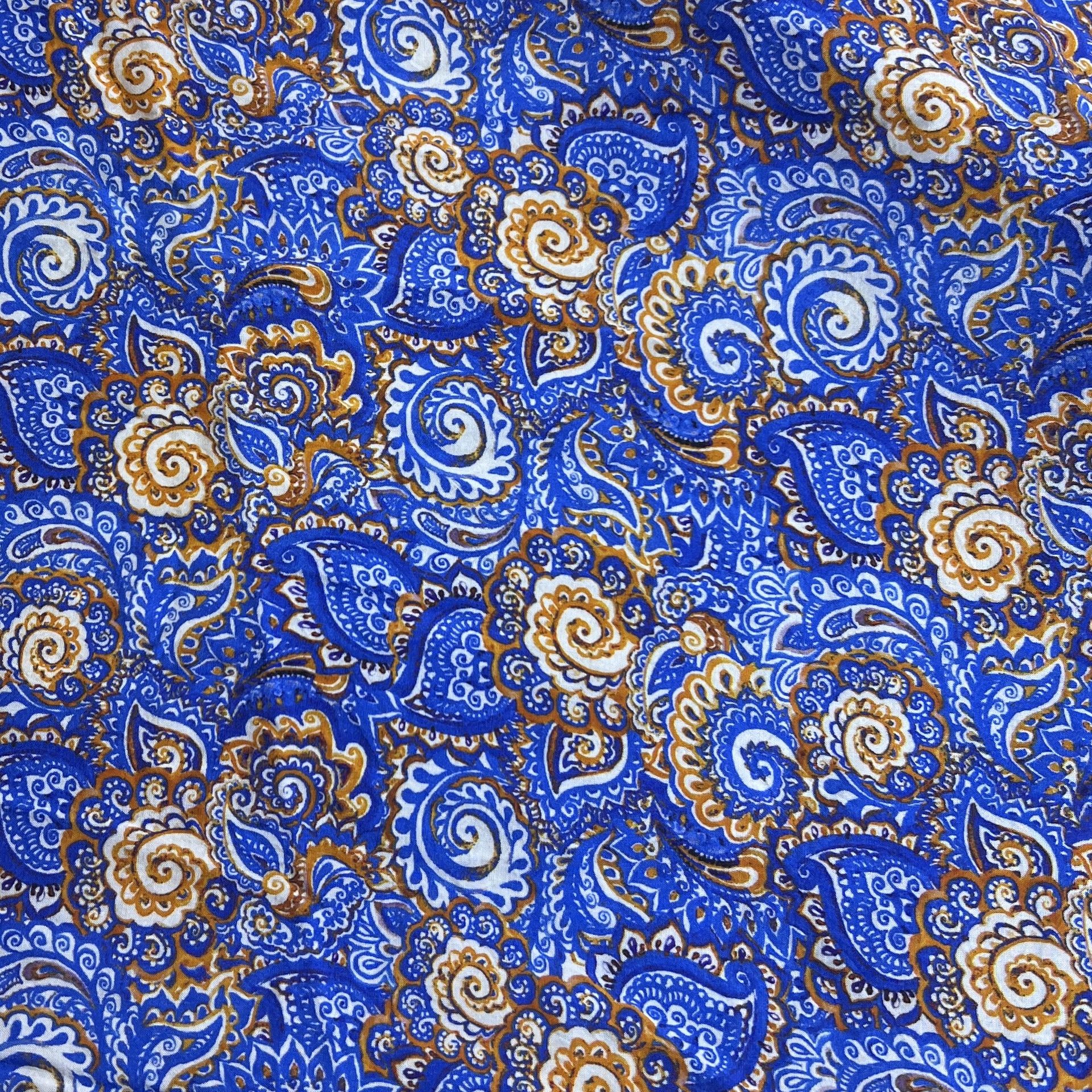 Color: Royal Blue/Orange Paisley