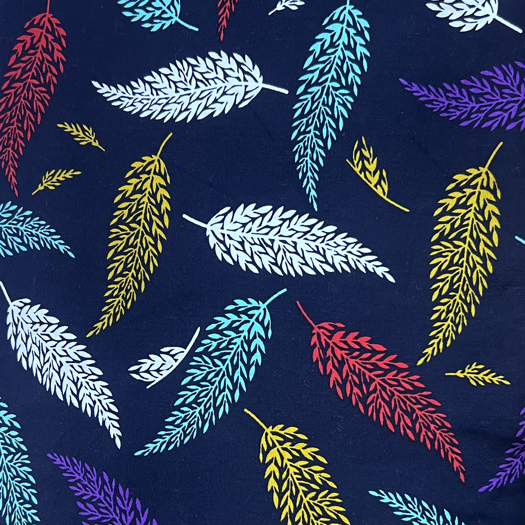 Color: Navy Blue/Red-White-Yellow-Mint Leaves