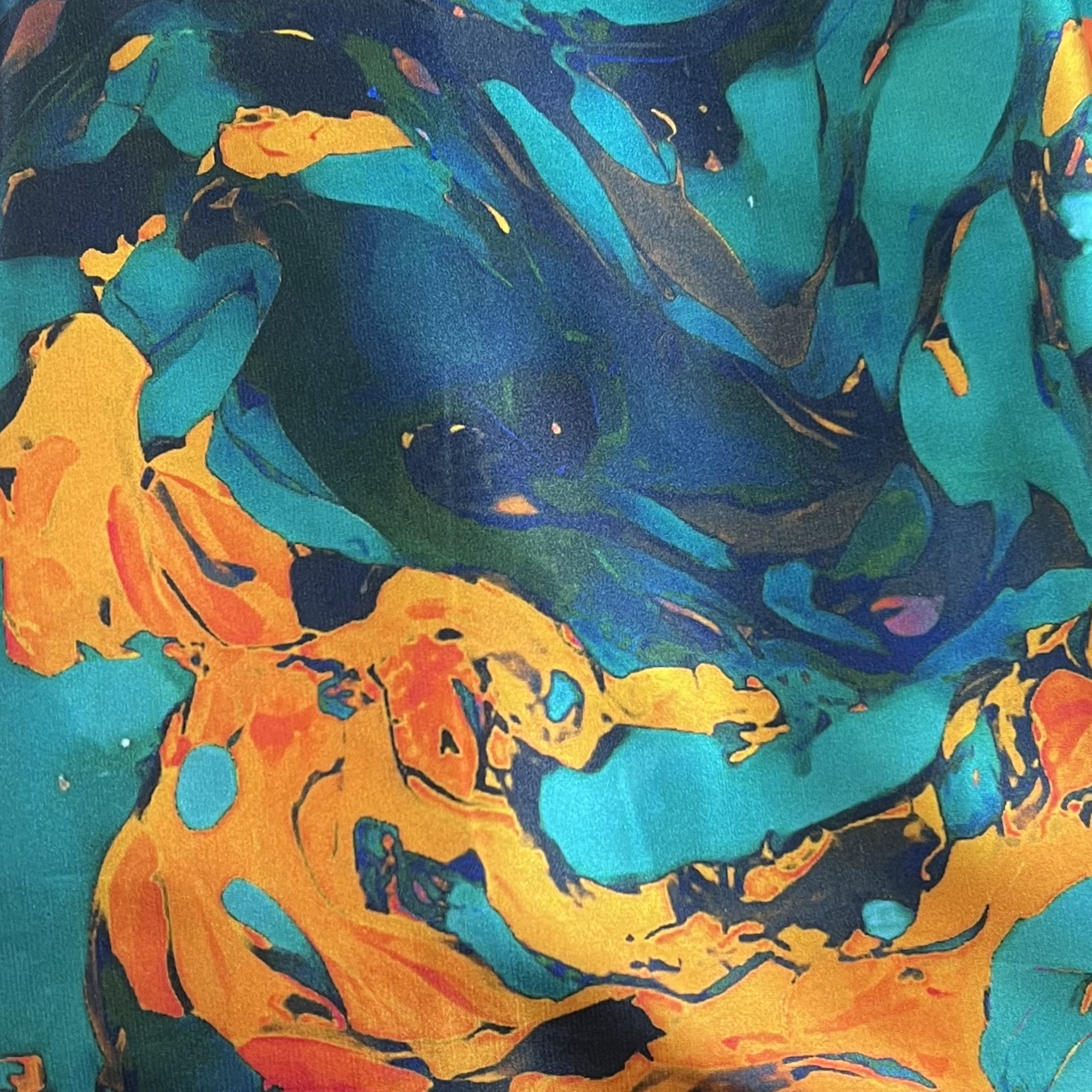 Color: Bright Green/Orange Splash