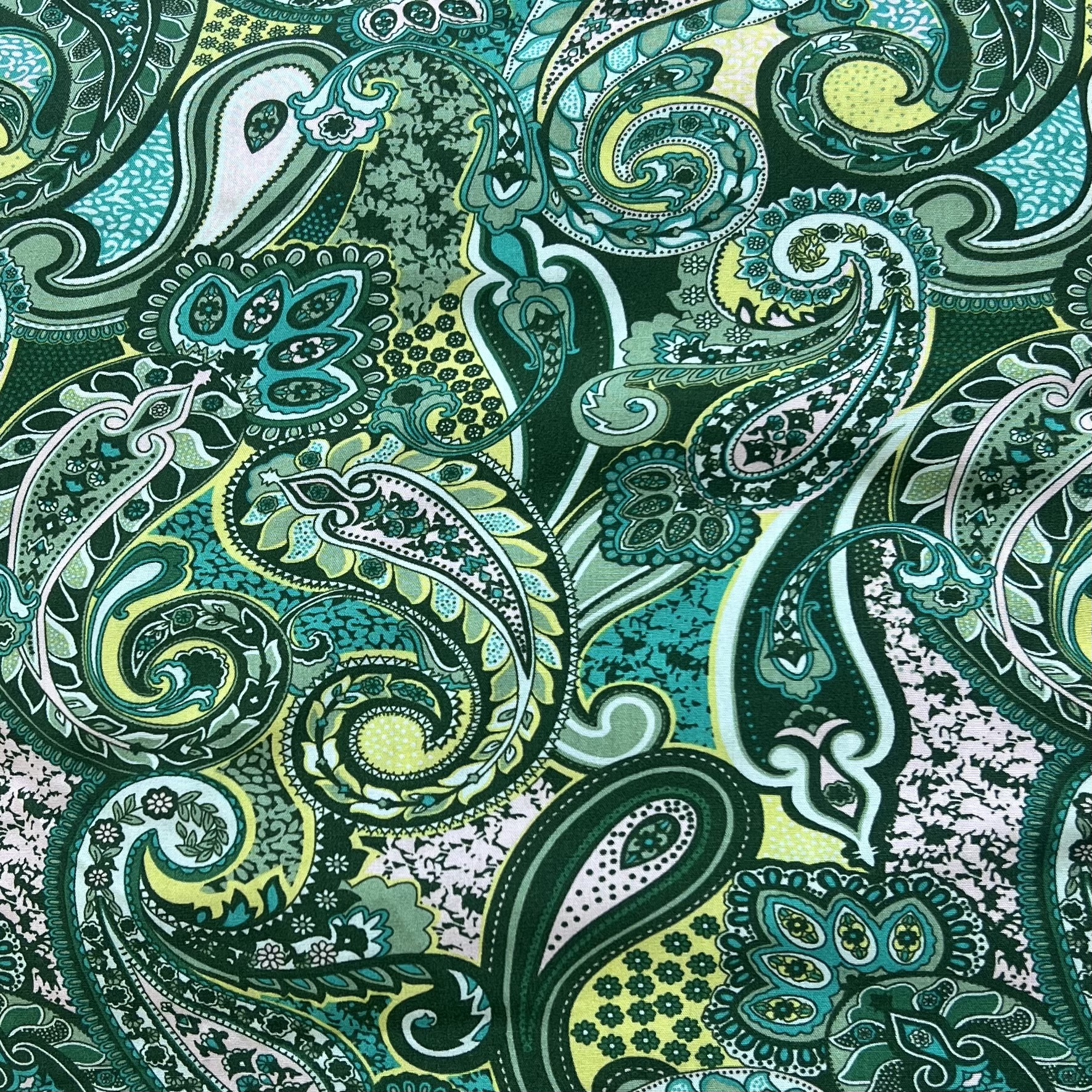 Color: Green/White-Yellow Paisley