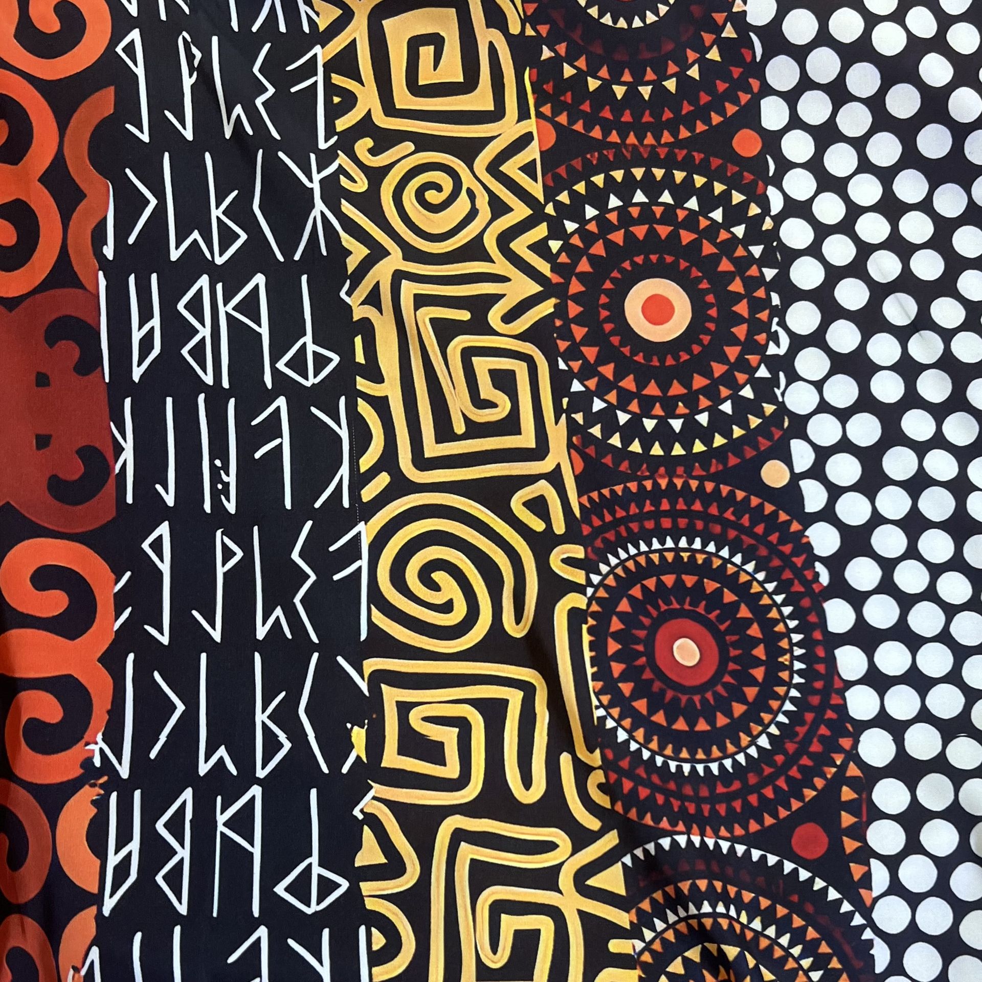 Color: Orange/Black Mix Azteca Design