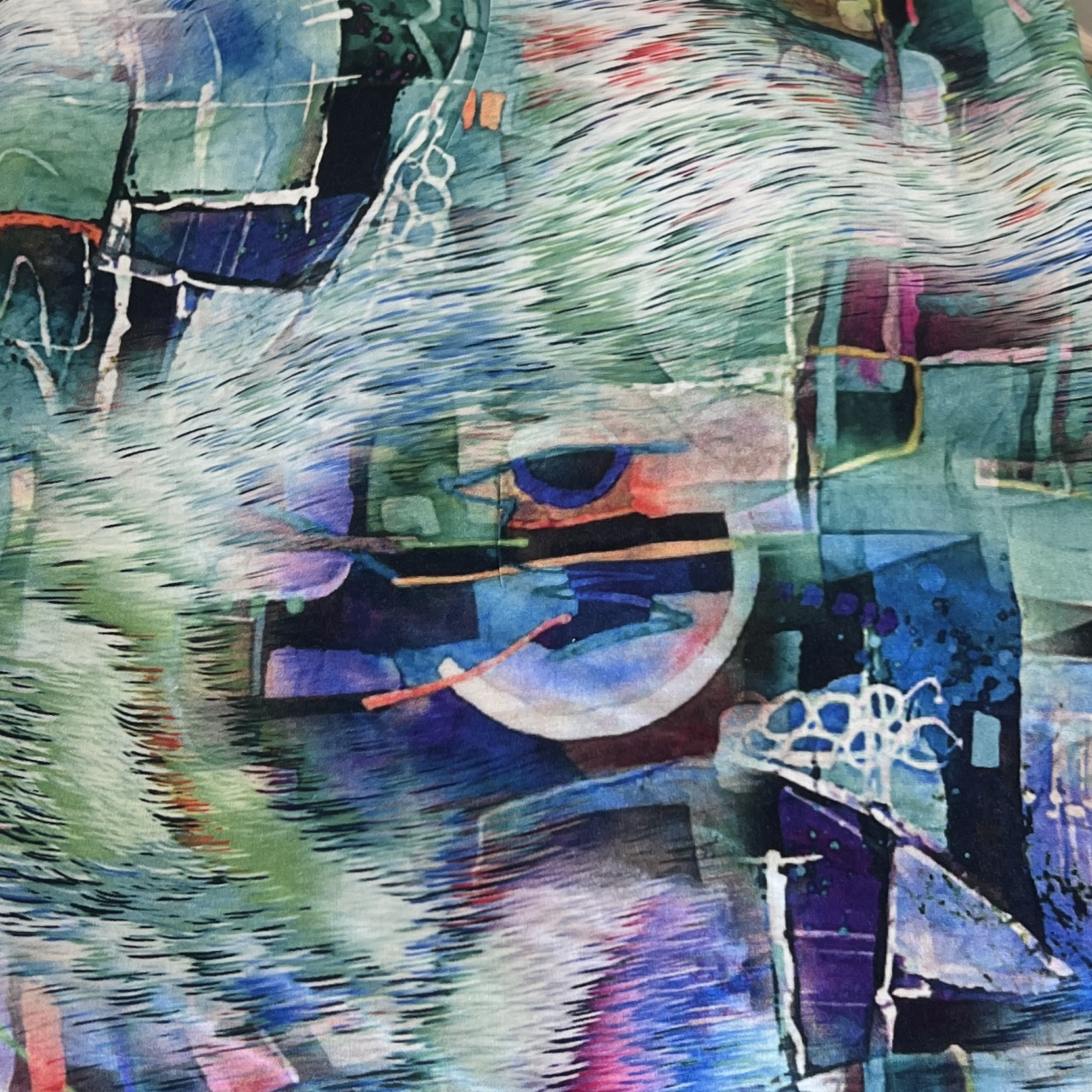Color: Green/Blue/White Abstract