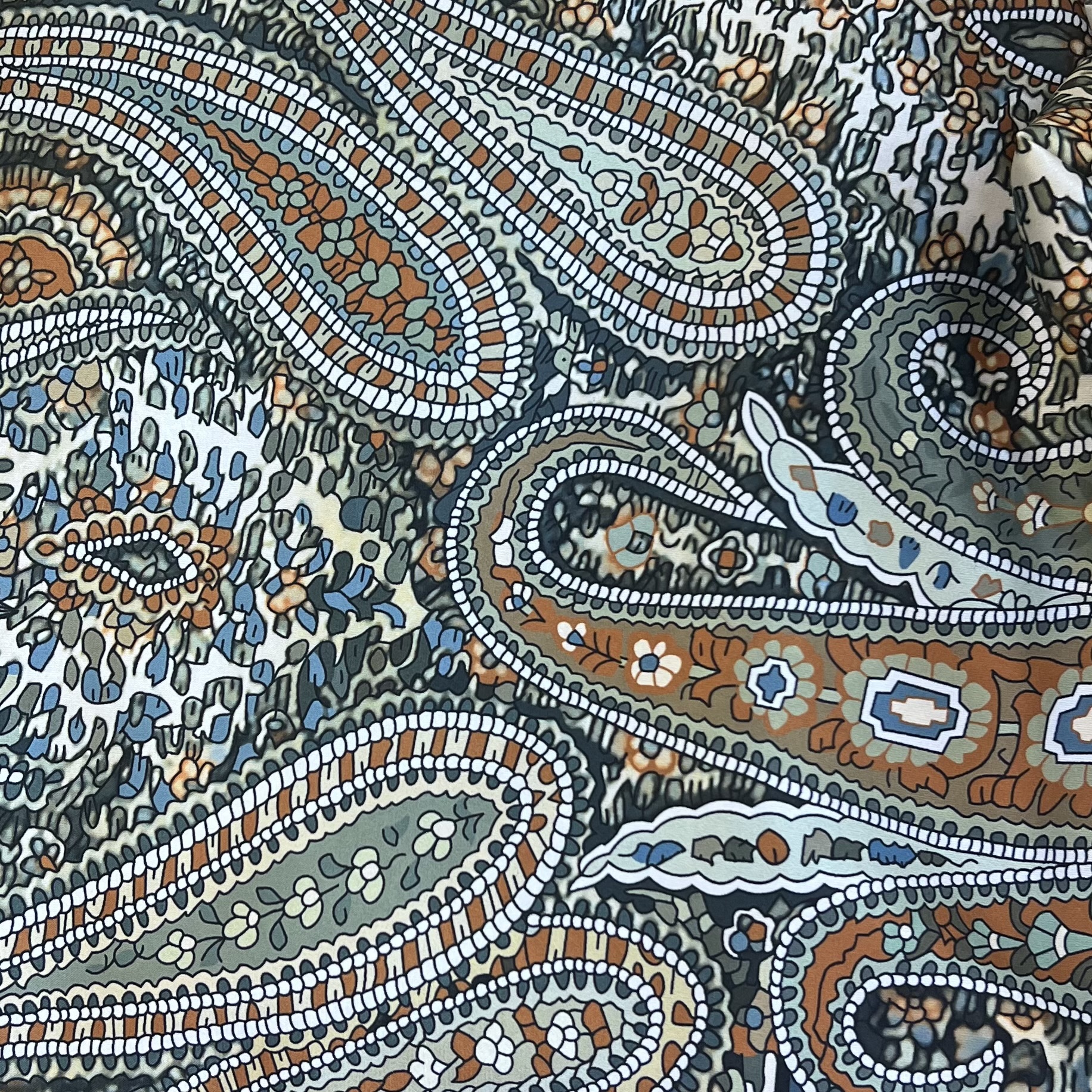 Color: Green/Orange-Big Paisley